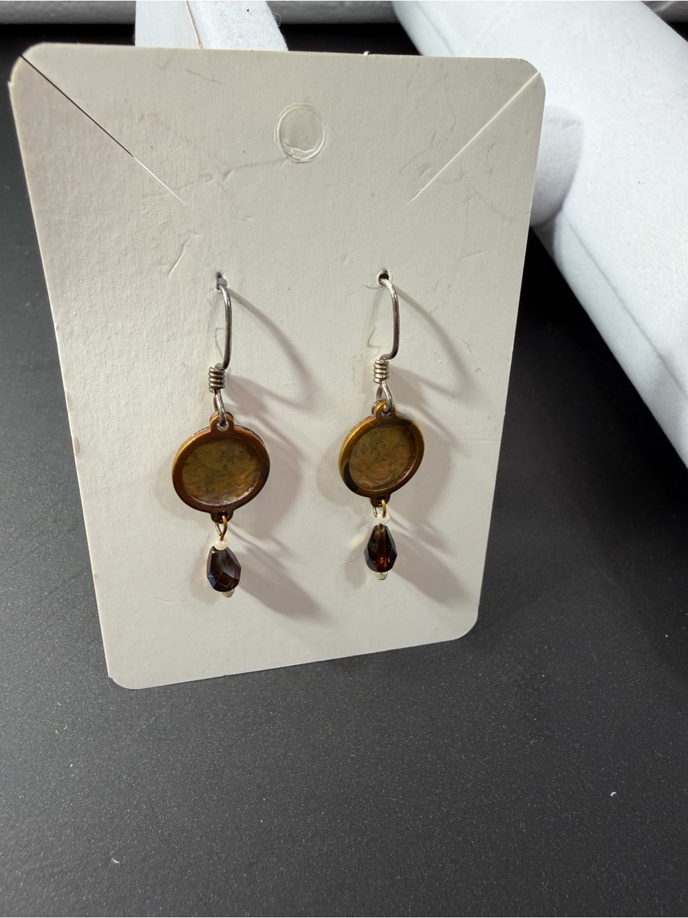 Vintage 925 Sterling Silver Signed Round Dangle Drop Earrings Hook